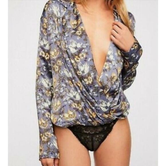 INTIMATELY FREE PEOPLE Elsa Floral Printed Lace Bottom Bodysuit Sz. Small - Picture 2 of 5